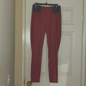 Women's Maroon Faux Leather Pants
